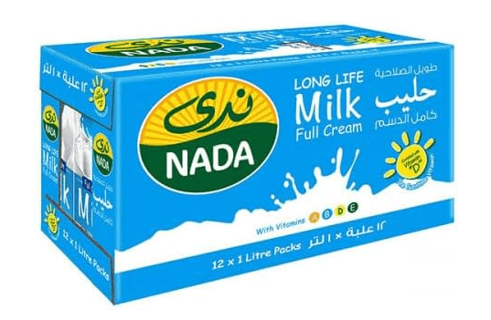 كرتون حليب ندي كامل الدسم 1 لتر شد 12